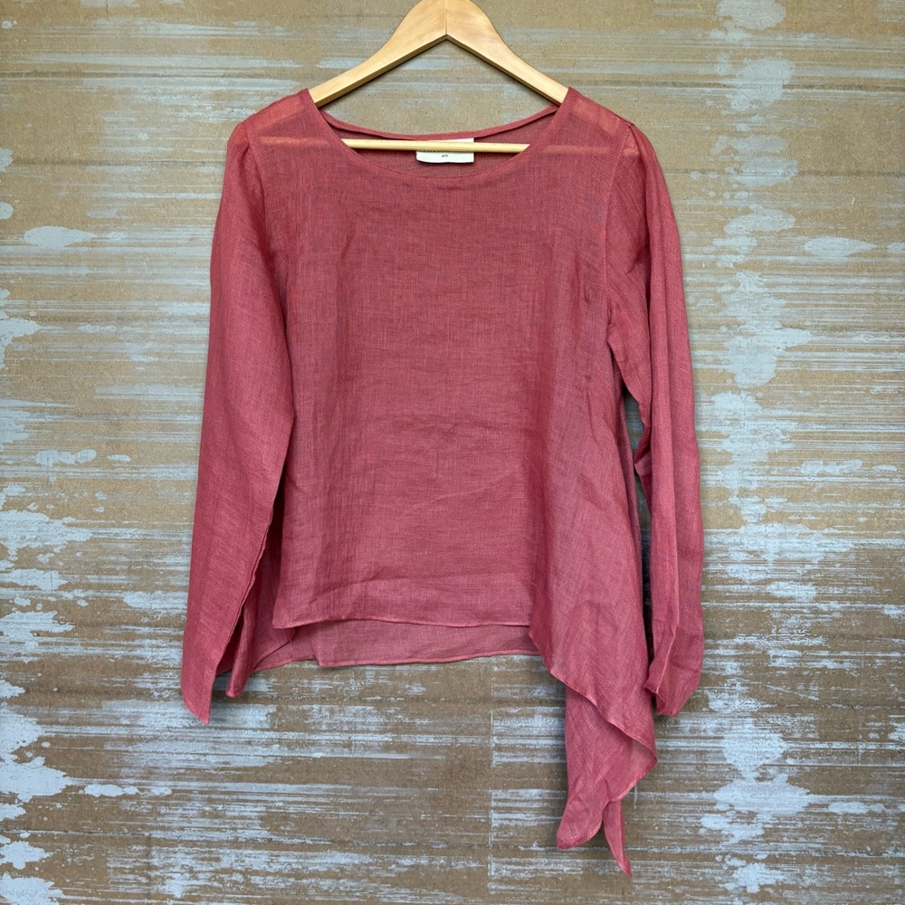Eleven Stitch Design 100% Linen Asymmetrical Top Laggen Look Minimal Womens XS